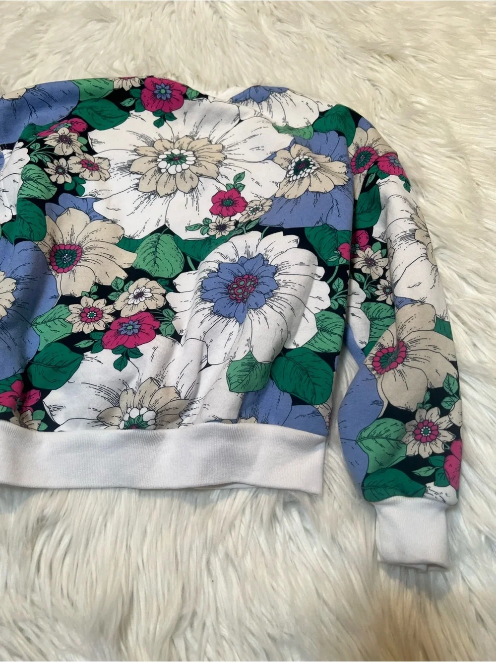 Gap Kids Size Medium 8 Sweatshirt Fashion Crewneck New Off White Floral Cotton